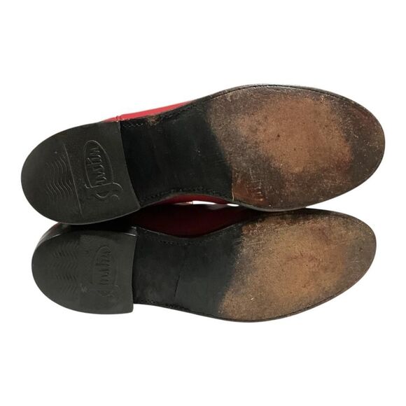 Justin Western Boots Women 7 Red Leather Side Zip Rodeo Cowgirl Roper Style - Picture 11 of 12